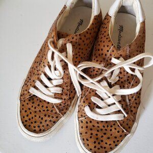 Madewell sidewalk low top lace-up cheetah calf hair sneakers size 6.5